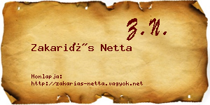 Zakariás Netta névjegykártya